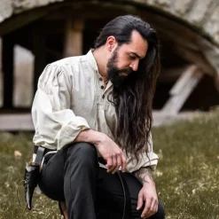 Leonardo Carbone Button Shirt, Cream -Medieval Clothing Sales Store button shirt cream 2