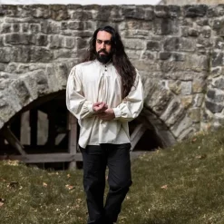 Leonardo Carbone Button Shirt, Cream -Medieval Clothing Sales Store button shirt cream 5