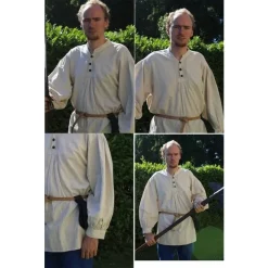 Leonardo Carbone Button Shirt, White -Medieval Clothing Sales Store button shirt white 2