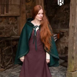 Burgschneider Cape Affra Wool, Green -Medieval Clothing Sales Store cape affra wool green 2