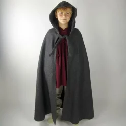 Leonardo Carbone Children's Cloak With Hood Grey 5 Leonardo Carbone Children's Cloak With Hood Grey -Medieval Clothing Sales Store childrens cloak with hood grey 2