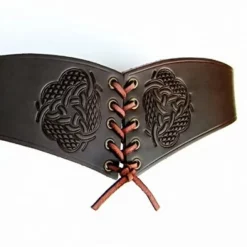 Corset Belt Bertholdin A Knot Motif, Brown Leather