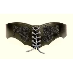 Corset Belt Bertholdin B With Viking Motif, Black Leather