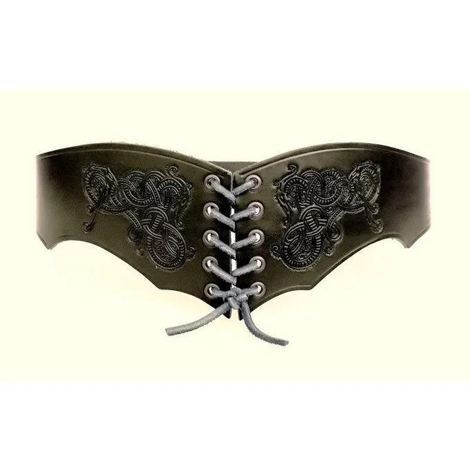 Corset Belt Bertholdin B With Viking Motif, Brown Leather 1 Corset Belt Bertholdin B With Viking Motif, Brown Leather