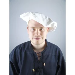 Leonardo Carbone Cotton Beret, Cream -Medieval Clothing Sales Store cotton beret cream 3