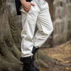 Leonardo Carbone Cotton Trousers Alin, Cream -Medieval Clothing Sales Store cotton trousers alin cream 2