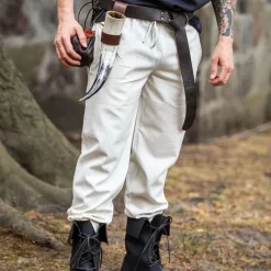 Leonardo Carbone Cotton Trousers Alin, Cream -Medieval Clothing Sales Store cotton trousers alin cream 5