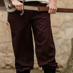 Leonardo Carbone Cotton Trousers, Dark Brown -Medieval Clothing Sales Store cotton trousers dark brown 2