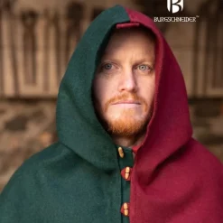 Burgschneider Cowl Dangereuse, Left, Red -Medieval Clothing Sales Store cowl dangereuse left red 2