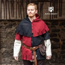 Burgschneider Cowl Dangereuse, Left, Red -Medieval Clothing Sales Store cowl dangereuse left red 3