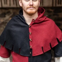 Burgschneider Cowl Dangereuse, Left, Red -Medieval Clothing Sales Store cowl dangereuse left red 4
