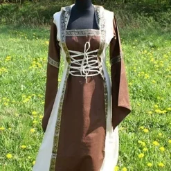 Dress Boann (brown-white) 7 Dress Boann (brown-white) -Medieval Clothing Sales Store dress boann brown white 3