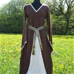 Dress Clara (brown-white) 5 Dress Clara (brown-white) -Medieval Clothing Sales Store dress clara brown white 2