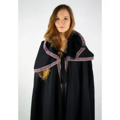 Leonardo Carbone Embroidered Cloak Lyra, Black -Medieval Clothing Sales Store embroidered cloak lyra black 3