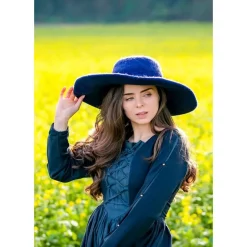 Leonardo Carbone Felt Hat, Blue -Medieval Clothing Sales Store felt hat blue 2