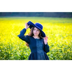 Leonardo Carbone Felt Hat, Blue -Medieval Clothing Sales Store felt hat blue 3