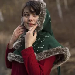 Epic Armoury Fur Hood Gisla, Green 9 Epic Armoury Fur Hood Gisla, Green -Medieval Clothing Sales Store fur hood gisla green 3