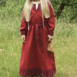Girls Dress Birka, Red -Medieval Clothing Sales Store girls dress birka red 1