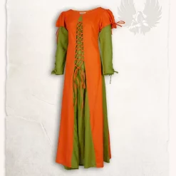 Mytholon Girl's Dress Rebecka, Orange-green 7 Mytholon Girl's Dress Rebecka, Orange-green -Medieval Clothing Sales Store girls dress rebecka orange green 3