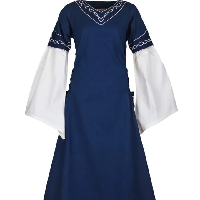 Gothic Dress Fiona, Blue-natural 1 Gothic Dress Fiona, Blue-natural
