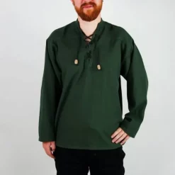 Leonardo Carbone Hand-woven Shirt, Black -Medieval Clothing Sales Store hand woven shirt black 2