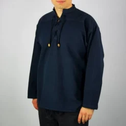 Leonardo Carbone Hand-woven Shirt, Black -Medieval Clothing Sales Store hand woven shirt black 3