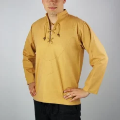 Leonardo Carbone Hand-woven Shirt, Honey -Medieval Clothing Sales Store hand woven shirt honey 4