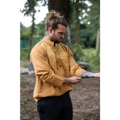 Leonardo Carbone Hand-woven Shirt, Honey -Medieval Clothing Sales Store hand woven shirt honey 5