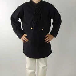 Leonardo Carbone Handwoven Shirt For Boys Black 5 Leonardo Carbone Handwoven Shirt For Boys Black -Medieval Clothing Sales Store handwoven shirt for boys black 2