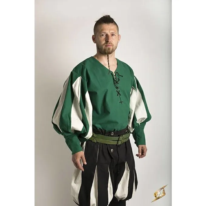 Epic Armoury Landsknecht Shirt, Green/ White 2 Epic Armoury Landsknecht Shirt, Green/ White - Image 2