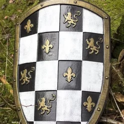 Epic Armoury LARP Checkered Shield White/black/gold 8 Epic Armoury LARP Checkered Shield White/black/gold -Medieval Clothing Sales Store larp checkered shield white black gold 3