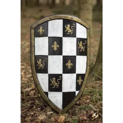 Epic Armoury LARP Checkered Shield White/black/gold 9 Epic Armoury LARP Checkered Shield White/black/gold -Medieval Clothing Sales Store larp checkered shield white black gold 4