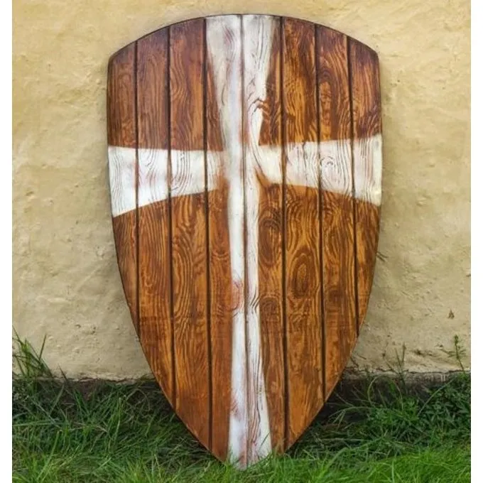 Epic Armoury LARP Kite Shield Wood With White Cross 3 Epic Armoury LARP Kite Shield Wood With White Cross - Image 3