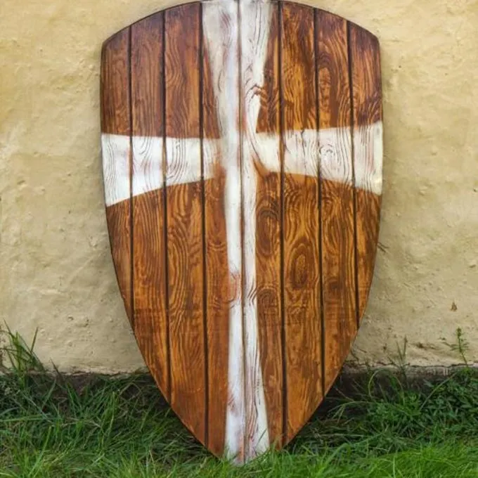 Epic Armoury LARP Kite Shield Wood With White Cross 1 Epic Armoury LARP Kite Shield Wood With White Cross