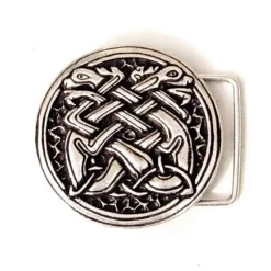 Medieval Buckle Celtic Dogs, Silver Plated -Medieval Clothing Sales Store medieval buckle celtic dogs silver plated 2