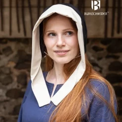 Burgschneider Medieval Cap Dagmar, Black-cream -Medieval Clothing Sales Store medieval cap dagmar black cream 2