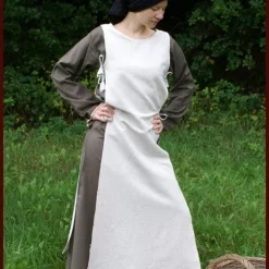 Medieval Dress Agnes White-olive Green -Medieval Clothing Sales Store medieval dress agnes white olive green 2