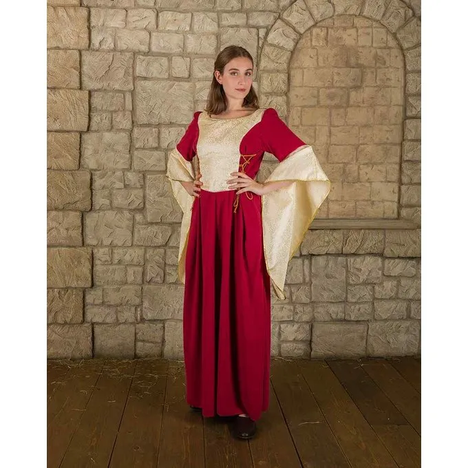 Mytholon Medieval Dress Fiona, Burgundy/Natural 1 Mytholon Medieval Dress Fiona, Burgundy/Natural