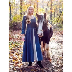 Leonardo Carbone Medieval Dress Larina, Blue-naturel -Medieval Clothing Sales Store medieval dress larina blue naturel 5