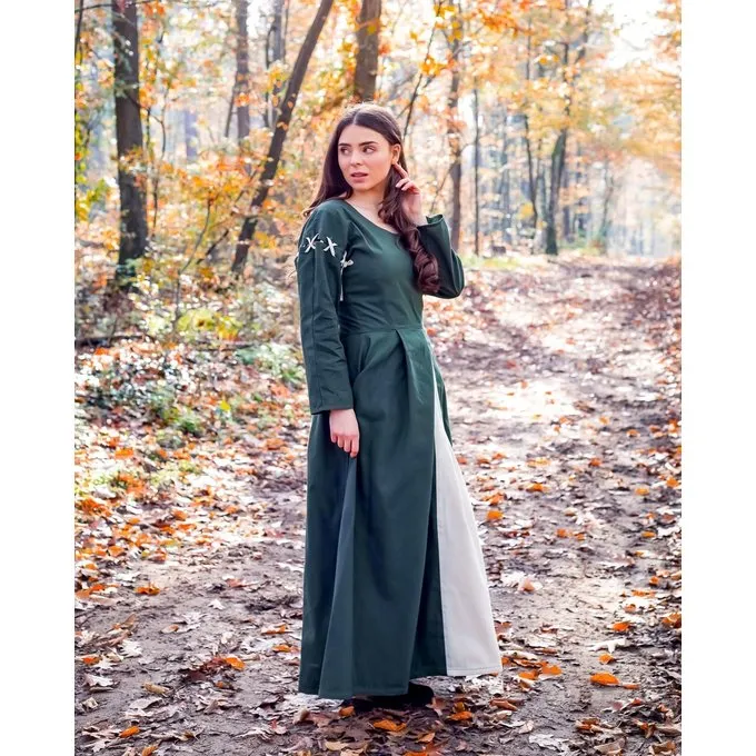 Leonardo Carbone Medieval Dress Larina, Green-naturel 1 Leonardo Carbone Medieval Dress Larina, Green-naturel
