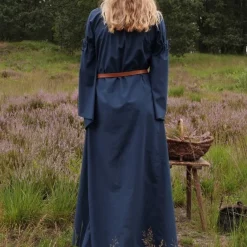 Medieval Gothic Dress Iseult, Blue -Medieval Clothing Sales Store medieval gothic dress iseult blue 4