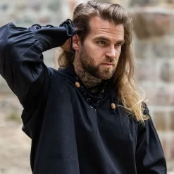 Leonardo Carbone Medieval Shirt Louis, Black -Medieval Clothing Sales Store medieval shirt louis black 3