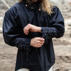 Leonardo Carbone Medieval Shirt Louis, Black -Medieval Clothing Sales Store medieval shirt louis black 4