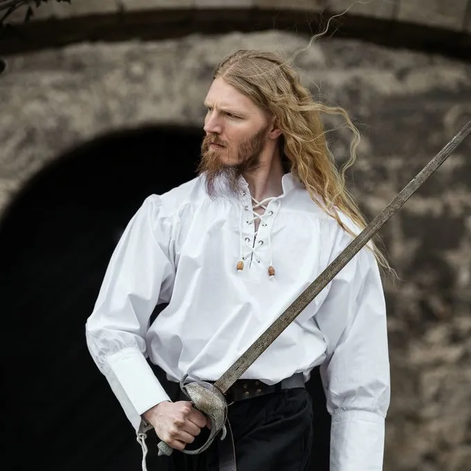 Leonardo Carbone Medieval Shirt Louis, White 1 Leonardo Carbone Medieval Shirt Louis, White