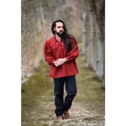 Leonardo Carbone Medieval Shirt, Red -Medieval Clothing Sales Store medieval shirt red 4