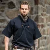 Leonardo Carbone Medieval Shirt With Short Sleeves, Black