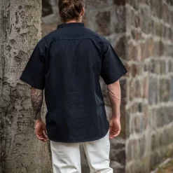 Leonardo Carbone Medieval Shirt With Short Sleeves, Black -Medieval Clothing Sales Store medieval shirt with short sleeves black 2