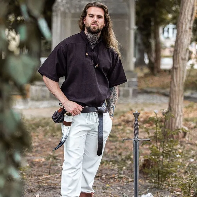 Leonardo Carbone Medieval Shirt With Short Sleeves, Brown 2 Leonardo Carbone Medieval Shirt With Short Sleeves, Brown - Image 2