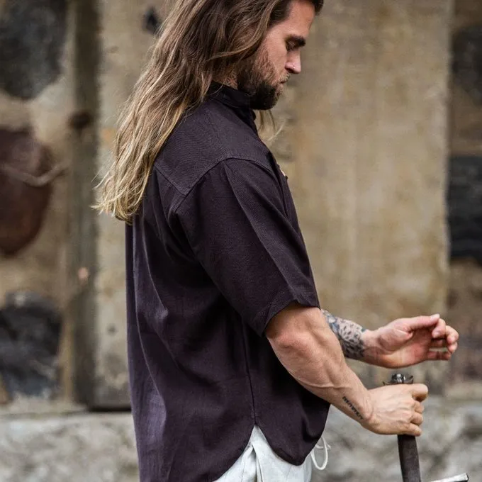 Leonardo Carbone Medieval Shirt With Short Sleeves, Brown 5 Leonardo Carbone Medieval Shirt With Short Sleeves, Brown - Image 5