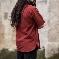 Leonardo Carbone Medieval Shirt With Short Sleeves, Red -Medieval Clothing Sales Store medieval shirt with short sleeves red 5